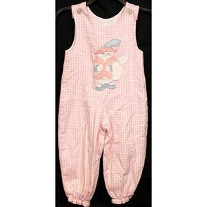 VTG Kelly's Kids Pink Plaid Bubble Jumper 3T Fancy Fluffy Cat in Heels Summer